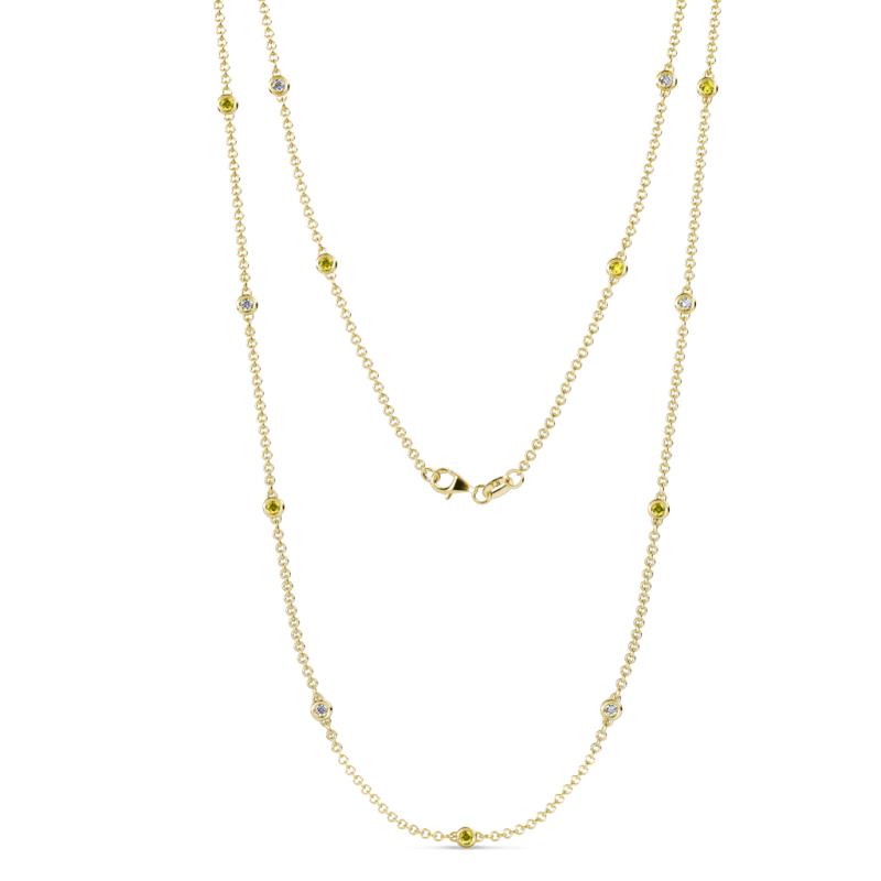 Lien (13 Stn/2.3mm) Yellow Diamond and White Lab Grown Diamond on Cable Necklace 