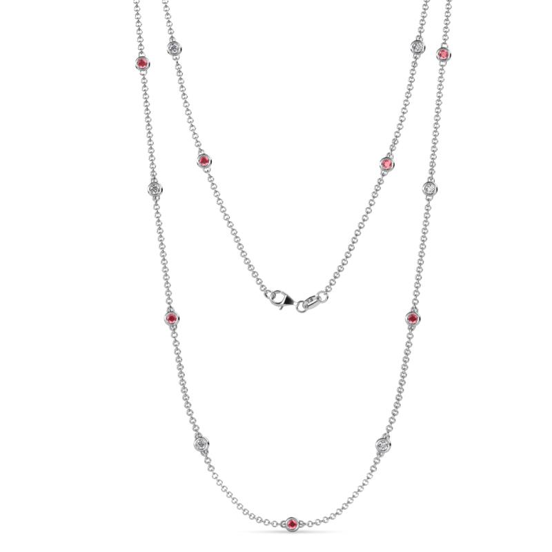 Lien (13 Stn/2.6mm) Pink Tourmaline and Lab Grown Diamond on Cable Necklace 