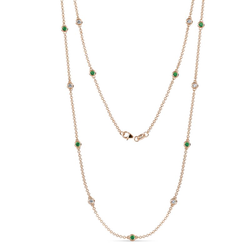 Lien (13 Stn/2.6mm) Emerald and Lab Grown Diamond on Cable Necklace 
