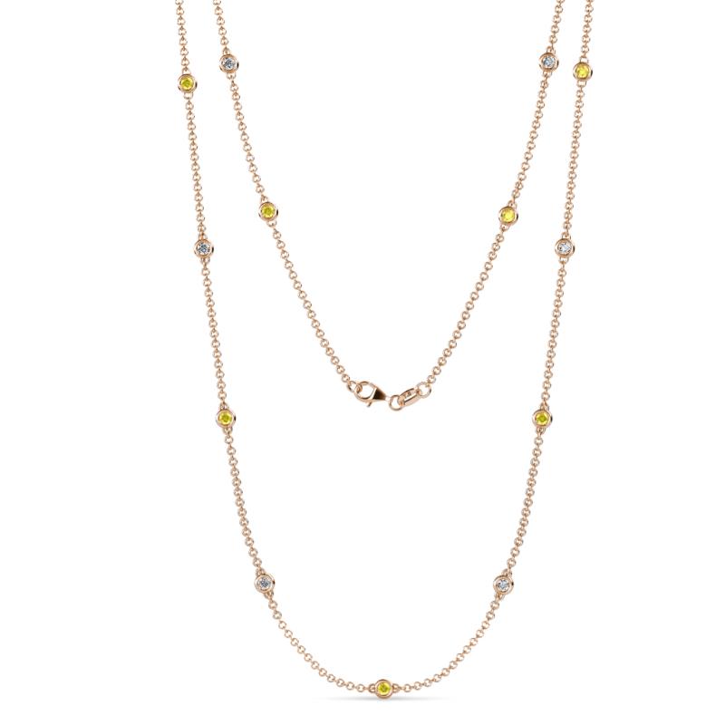 Lien (13 Stn/2.6mm) Yellow Sapphire and Lab Grown Diamond on Cable Necklace 