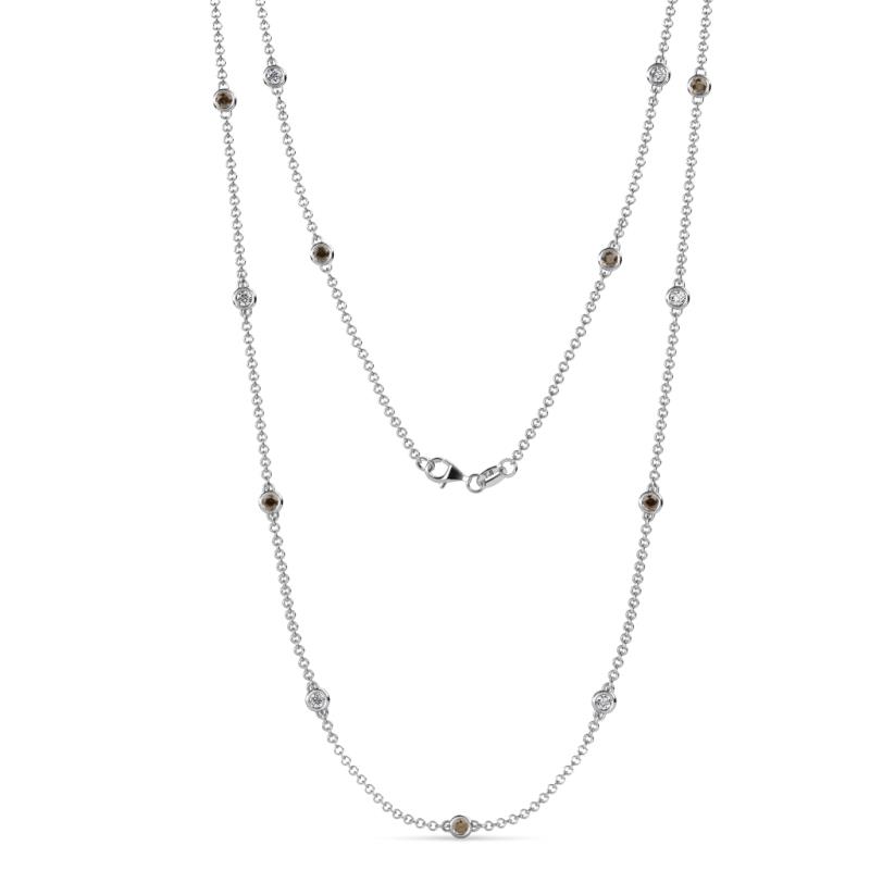 Lien (13 Stn/2.6mm) Smoky Quartz and Lab Grown Diamond on Cable Necklace 