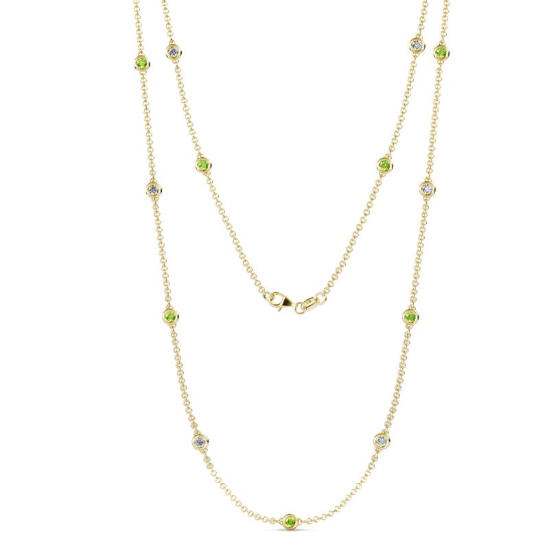 Lien (13 Stn/3mm) Peridot and Lab Grown Diamond on Cable Necklace 