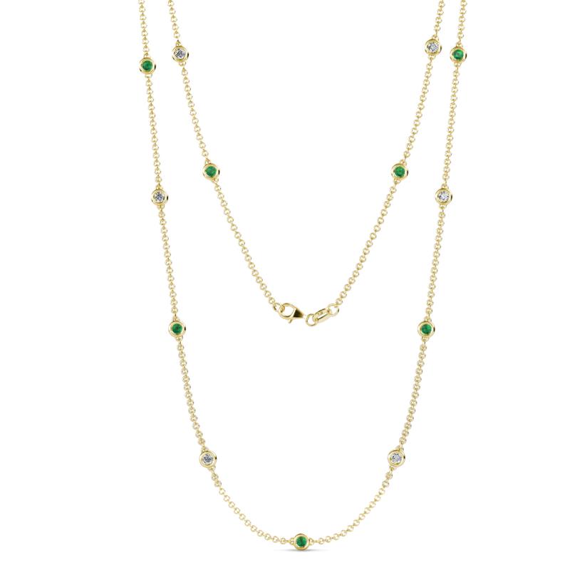 Lien (13 Stn/3mm) Emerald and Lab Grown Diamond on Cable Necklace 