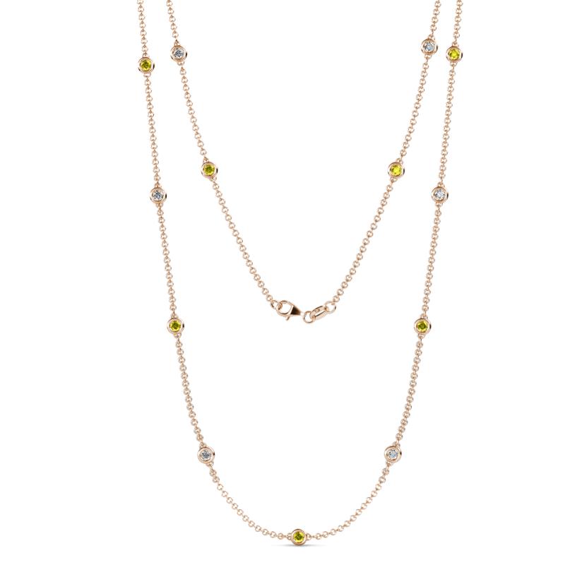 Lien (13 Stn/3mm) Yellow Diamond and Lab Grown Diamond on Cable Necklace 