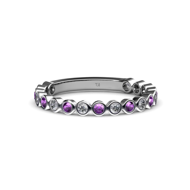 Ashlyn 1.80 mm Amethyst and Lab Grown Diamond 3/4 Eternity Band 
