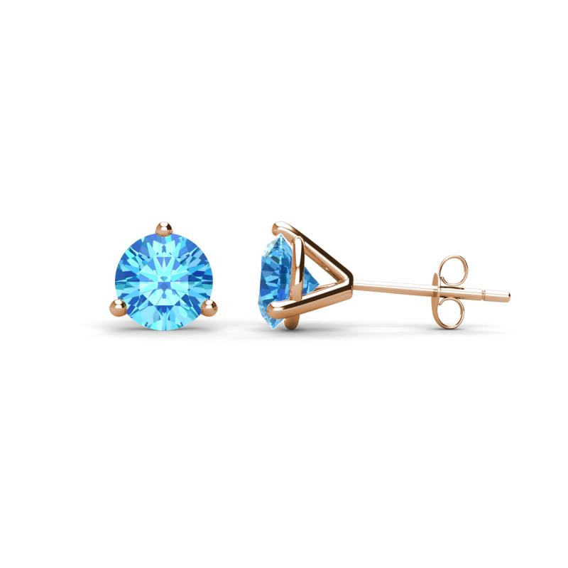 Pema 5mm (1.00 ctw) Blue Topaz Martini Solitaire Stud Earrings 