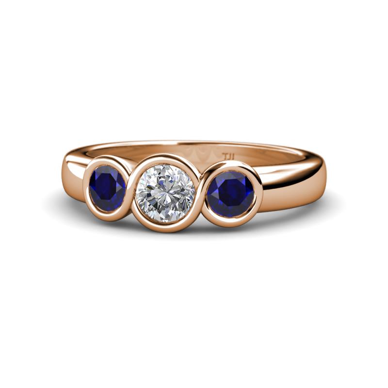 Naava Blue Sapphire and Lab Grown Diamond Three Stone Engagement Ring 