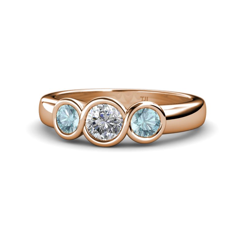 Naava Aquamarine and Lab Grown Diamond Three Stone Engagement Ring 
