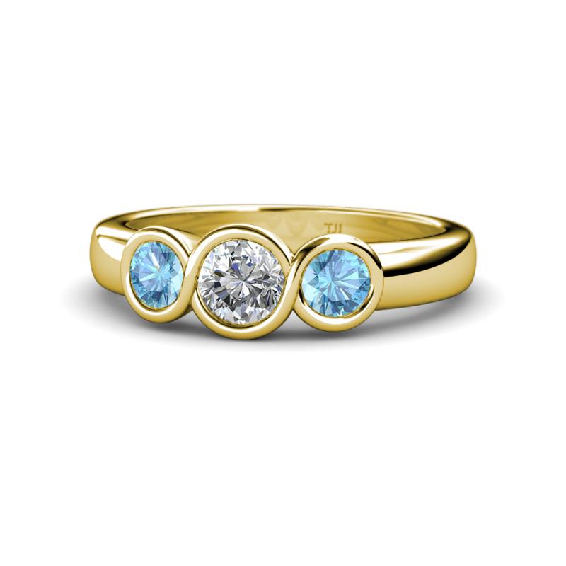 Naava Blue Topaz and Lab Grown Diamond Three Stone Engagement Ring 