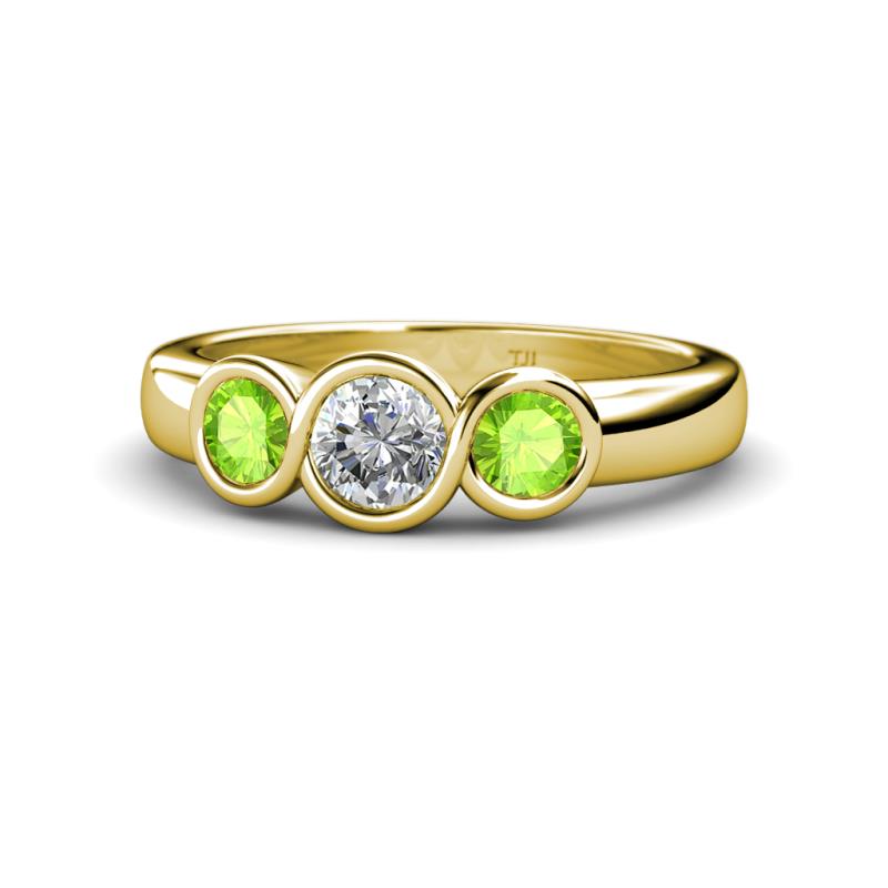 Naava Peridot and Lab Grown Diamond Three Stone Engagement Ring 