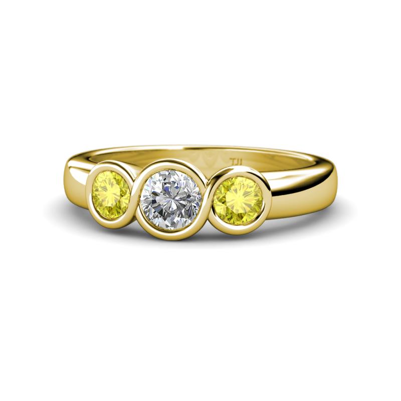 Naava Yellow Diamond and White Lab Grown Diamond Three Stone Engagement Ring 