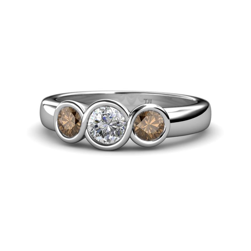 Naava Smoky Quartz and Lab Grown Diamond Three Stone Engagement Ring 