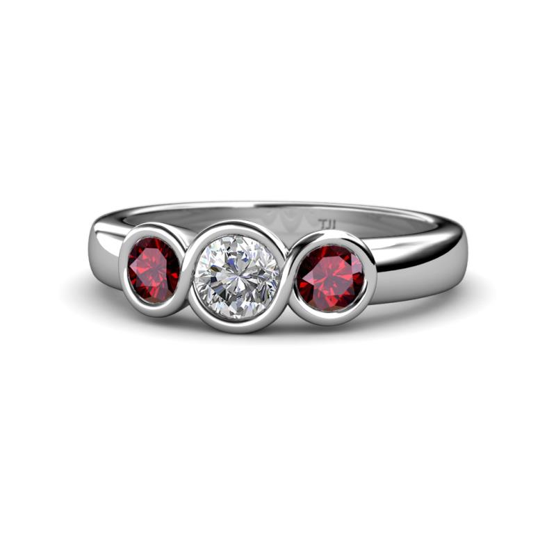 Naava Ruby and Lab Grown Diamond Three Stone Engagement Ring 