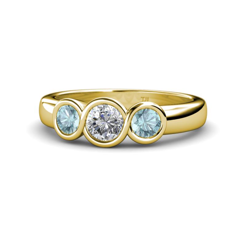 Naava Aquamarine and Lab Grown Diamond Three Stone Engagement Ring 