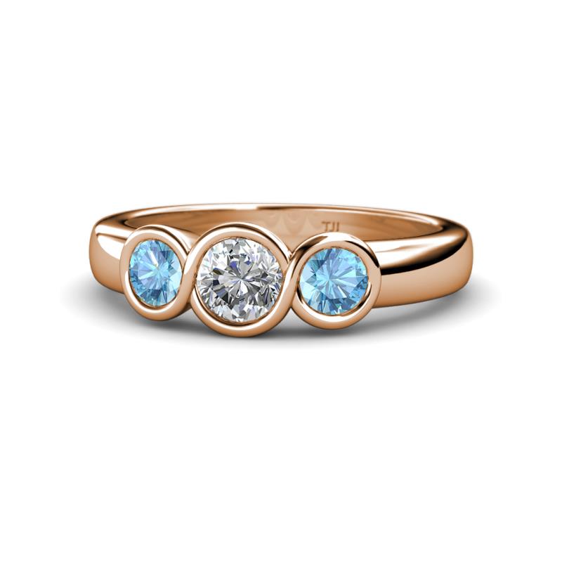 Naava Blue Topaz and Lab Grown Diamond Three Stone Engagement Ring 