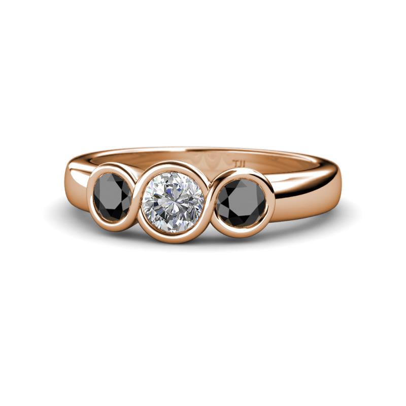 Naava Black Diamond and White Lab Grown Diamond Three Stone Engagement Ring 