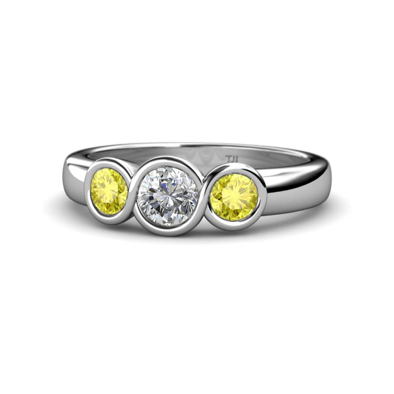 Naava Yellow Diamond and White Lab Grown Diamond Three Stone Engagement Ring 