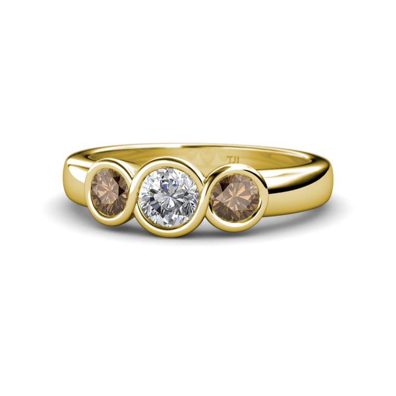 Naava Smoky Quartz and Lab Grown Diamond Three Stone Engagement Ring 