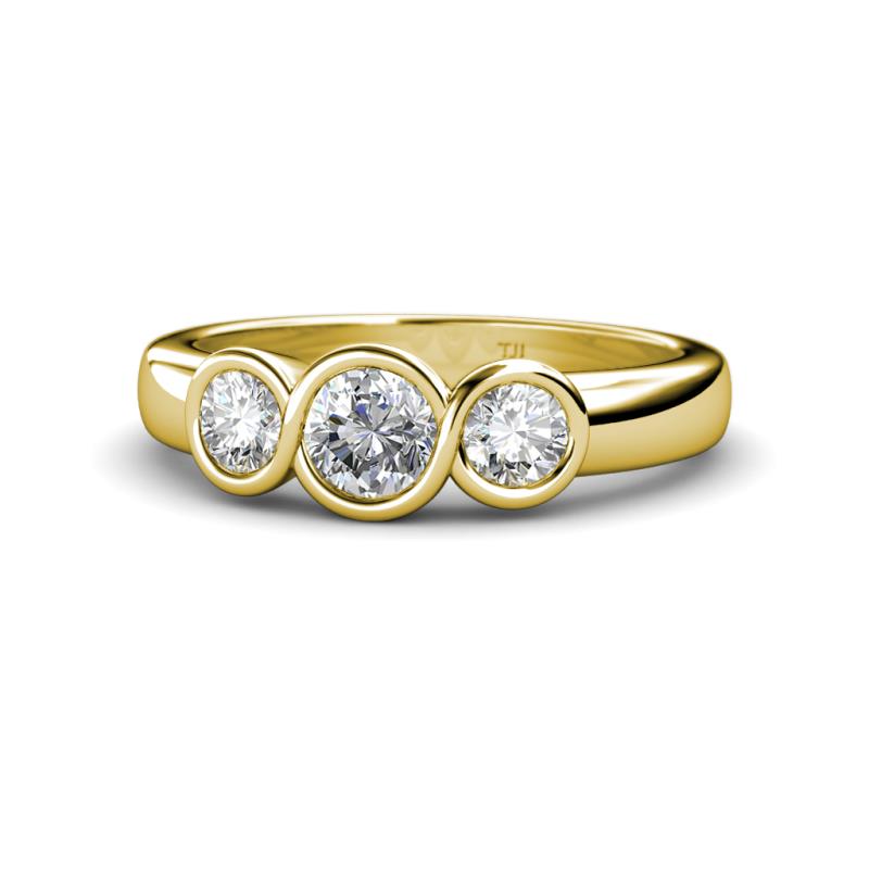 Naava 1.00 ctw IGI Certified Lab Grown Diamond Round (5.00 mm) & Natural Diamond Round (4.00 mm) Three Stone Engagement Ring 