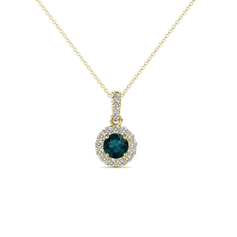 Azaria London Blue Topaz and Diamond Halo Pendant 
