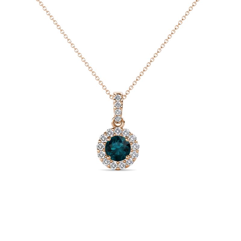 Azaria London Blue Topaz and Diamond Halo Pendant 