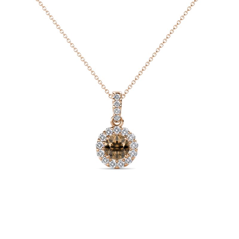 Azaria Smoky Quartz and Diamond Halo Pendant 