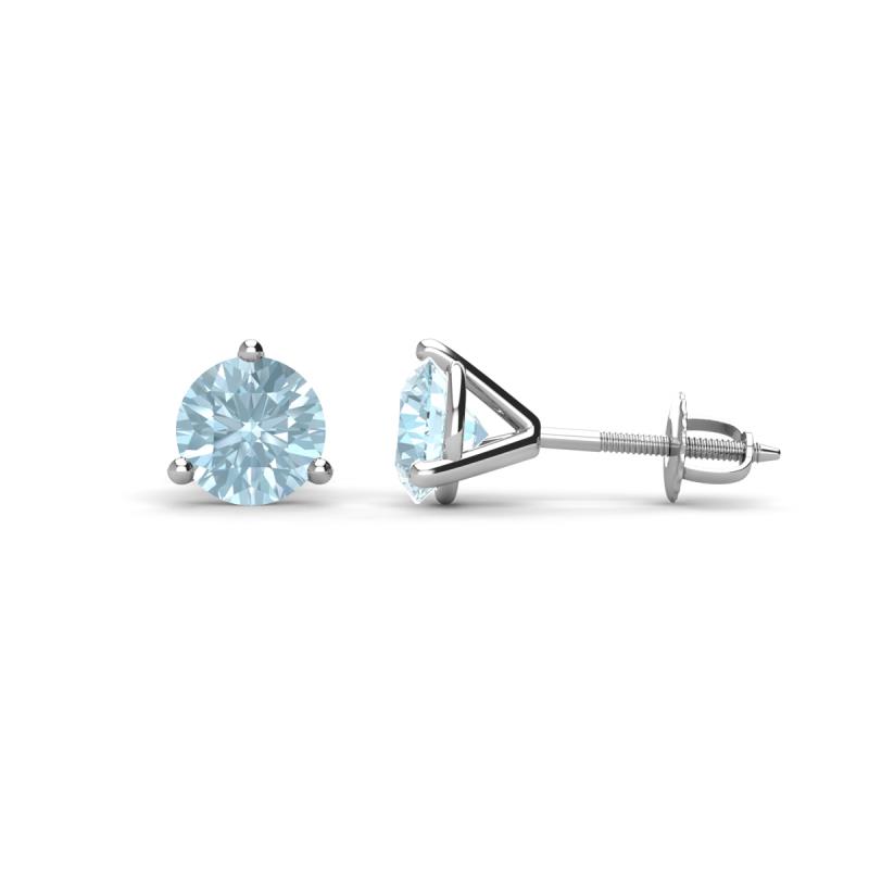 Pema 5mm (0.80 ctw) Aquamarine Martini Solitaire Stud Earrings 