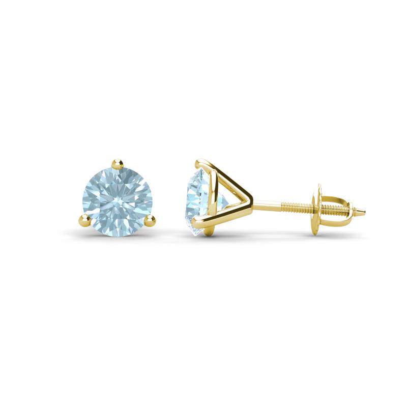 Pema 5mm (0.80 ctw) Aquamarine Martini Solitaire Stud Earrings 
