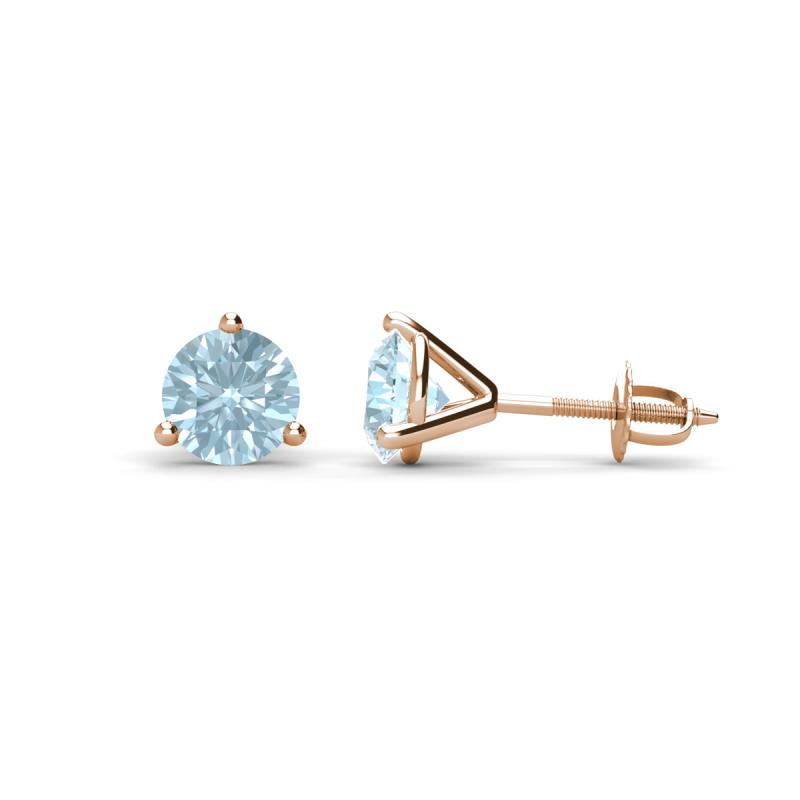 Pema 5mm (0.80 ctw) Aquamarine Martini Solitaire Stud Earrings 