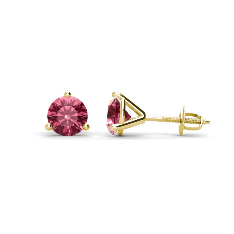 Pema 5mm (0.80 ctw) Pink Tourmaline Martini Solitaire Stud Earrings 