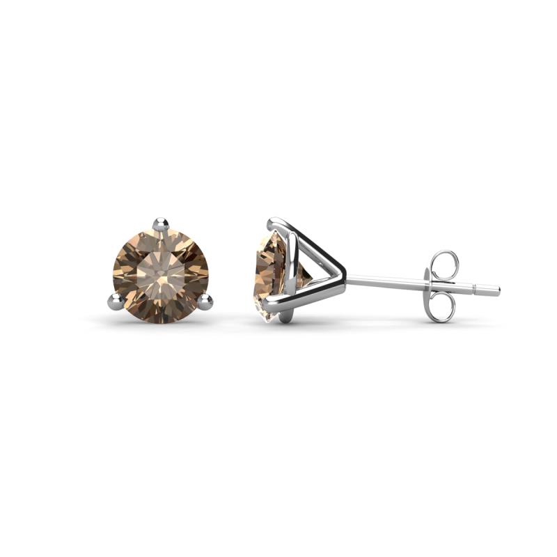 Pema 5mm (0.95 ctw) Smoky Quartz Martini Solitaire Stud Earrings 