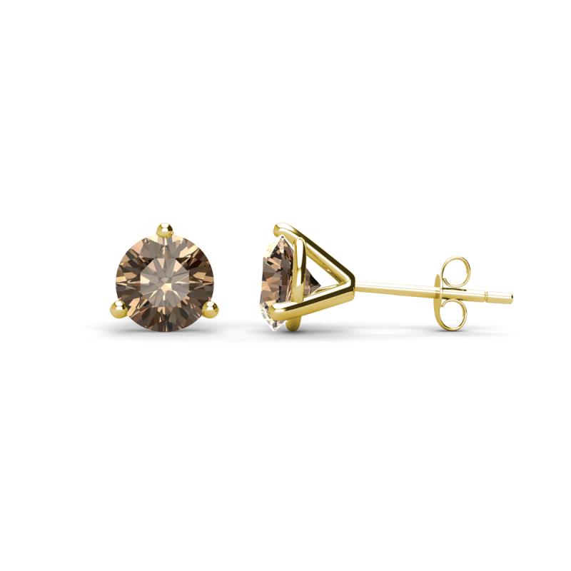 Pema 5mm (0.95 ctw) Smoky Quartz Martini Solitaire Stud Earrings 