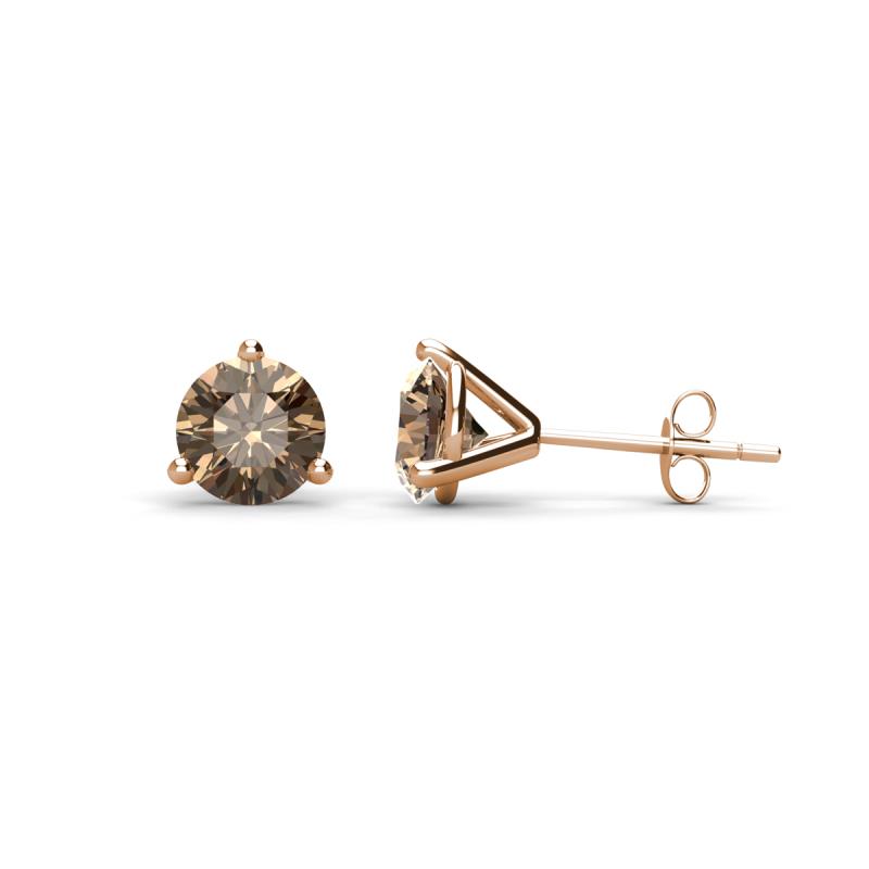 Pema 5mm (0.95 ctw) Smoky Quartz Martini Solitaire Stud Earrings 