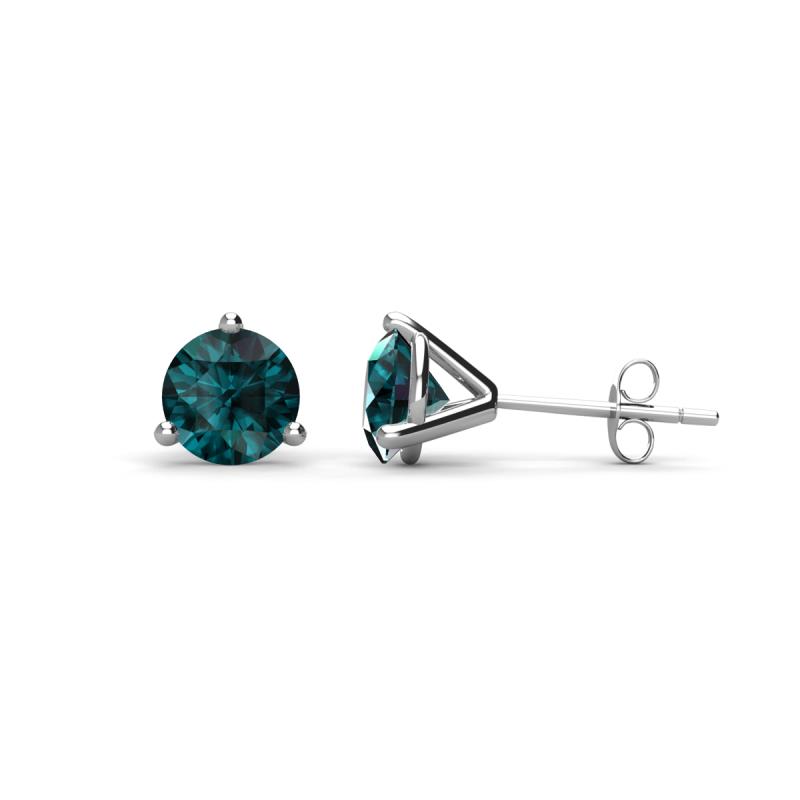Pema 5mm (1.00 ctw) London Blue Topaz Martini Solitaire Stud Earrings 