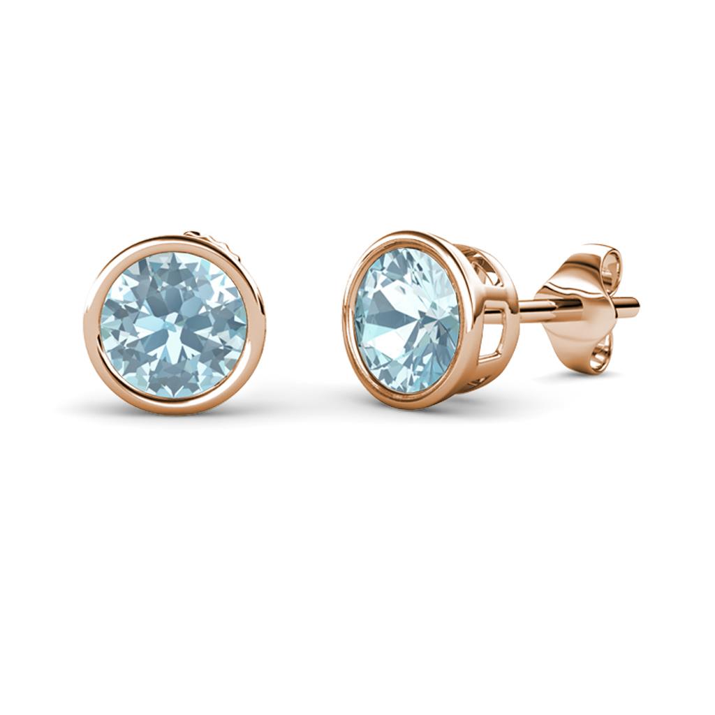 Carys Aquamarine (5mm) Solitaire Stud Earrings 