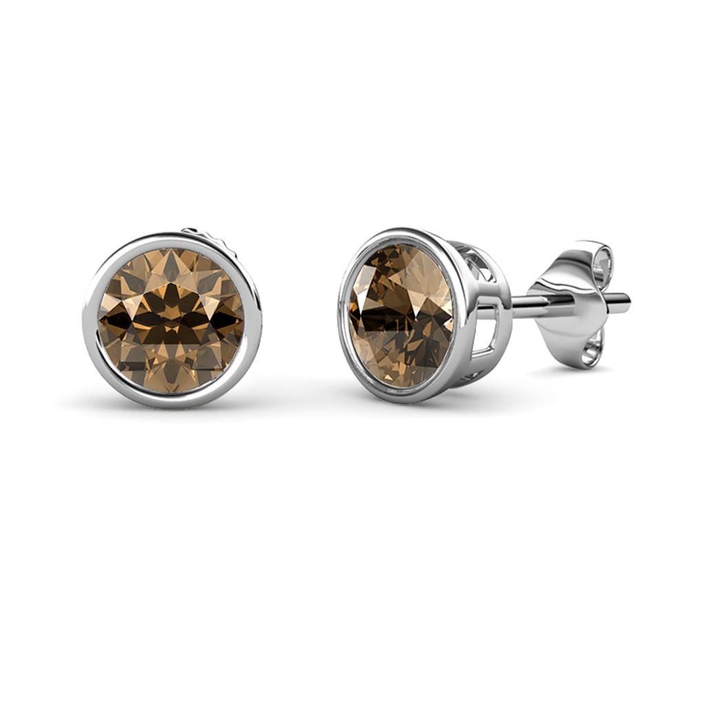 Carys Smoky Quartz (5mm) Solitaire Stud Earrings 