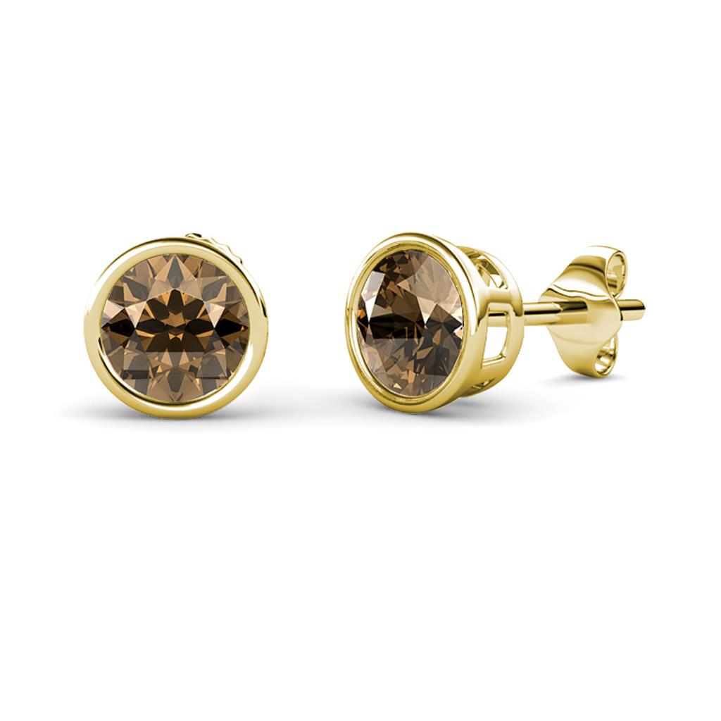 Carys Smoky Quartz (5mm) Solitaire Stud Earrings 