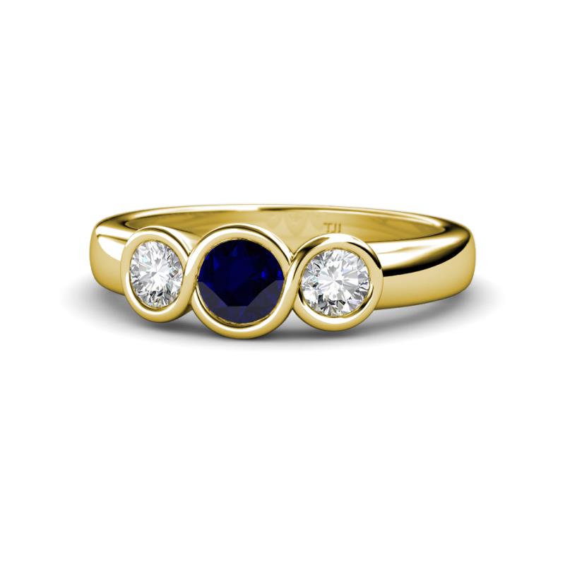 Naava Blue Sapphire and Lab Grown Diamond Three Stone Engagement Ring 