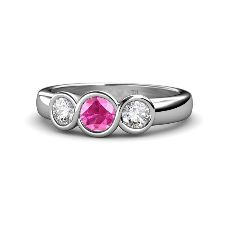 Naava Pink Sapphire and Lab Grown Diamond Three Stone Engagement Ring 