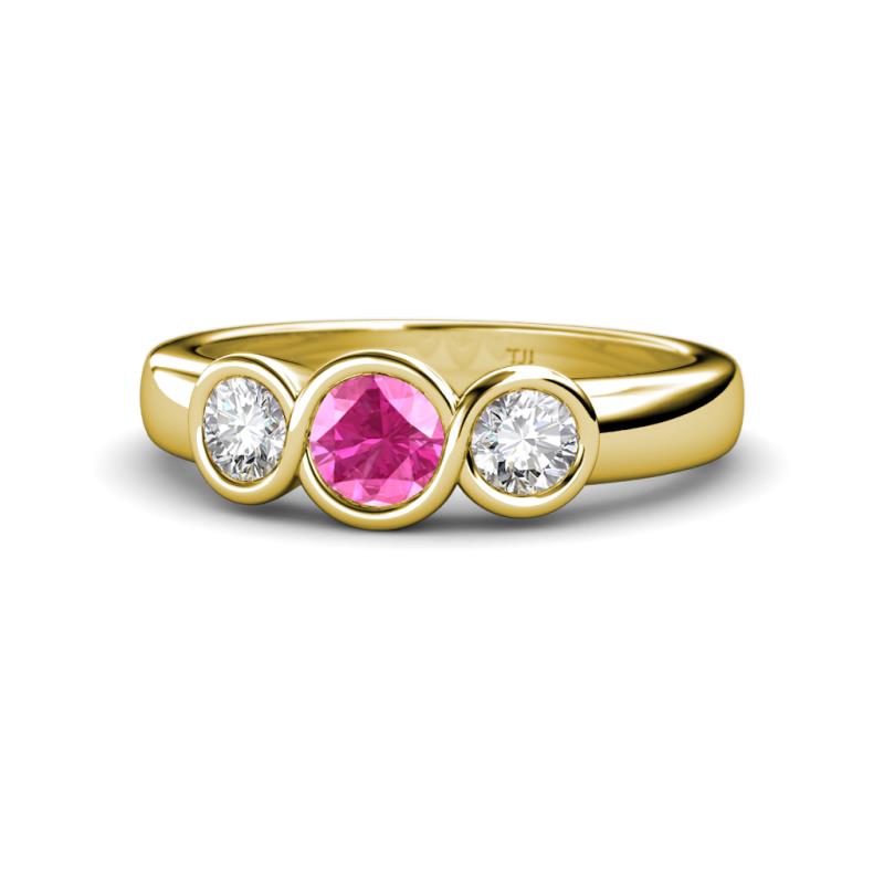 Naava Pink Sapphire and Lab Grown Diamond Three Stone Engagement Ring 