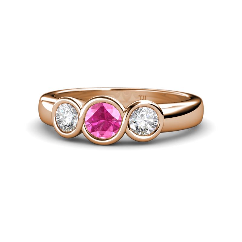 Naava Pink Sapphire and Lab Grown Diamond Three Stone Engagement Ring 