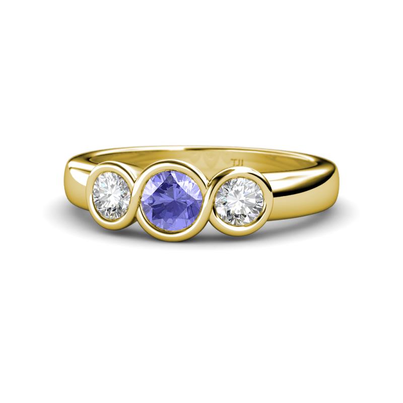 Naava Tanzanite and Lab Grown Diamond Three Stone Engagement Ring 