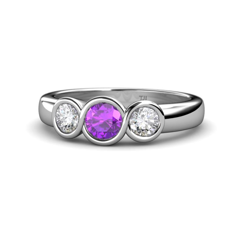 Naava Amethyst and Lab Grown Diamond Three Stone Engagement Ring 