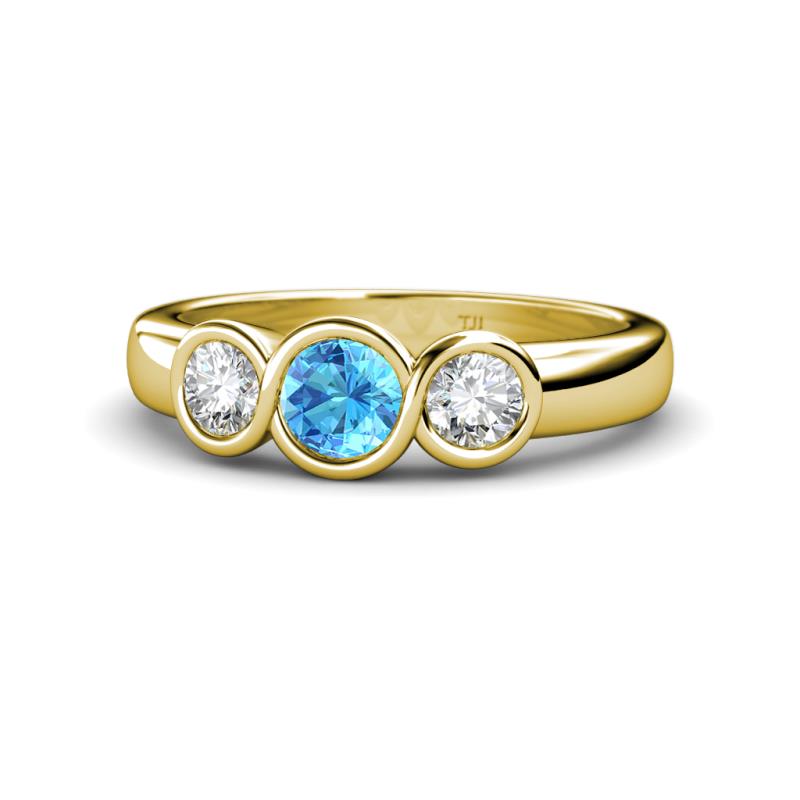Naava Blue Topaz and Lab Grown Diamond Three Stone Engagement Ring 