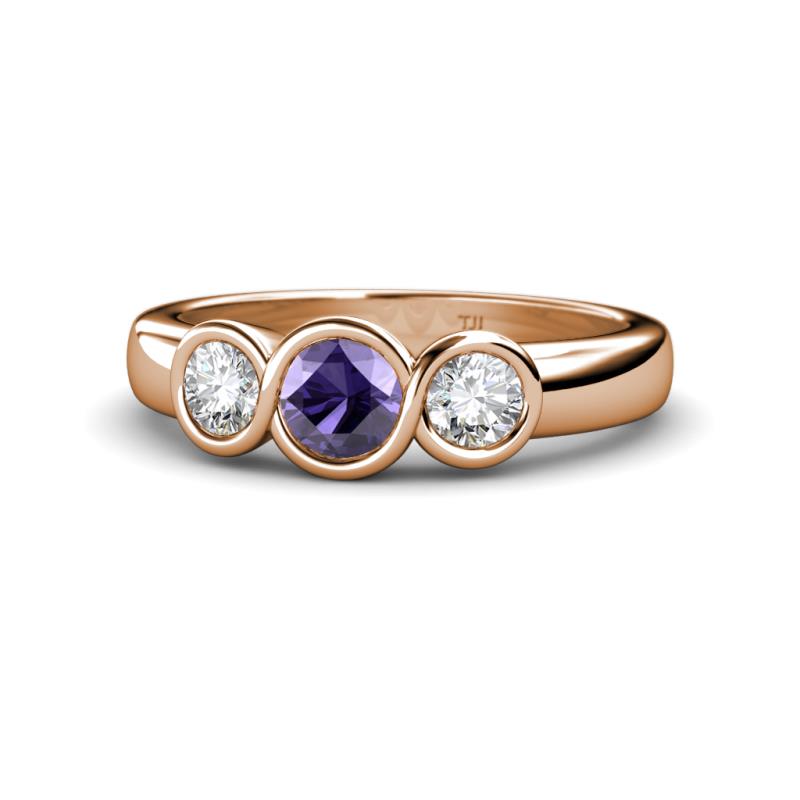 Naava Iolite and Lab Grown Diamond Three Stone Engagement Ring 