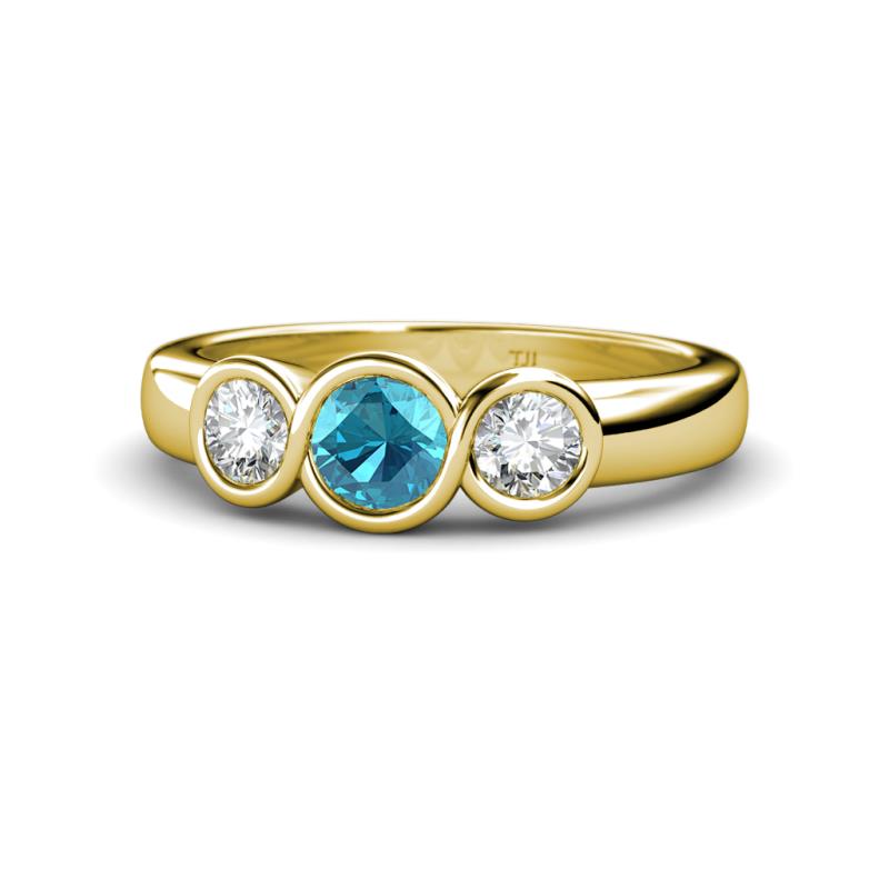 Naava London Blue Topaz and Lab Grown Diamond Three Stone Engagement Ring 