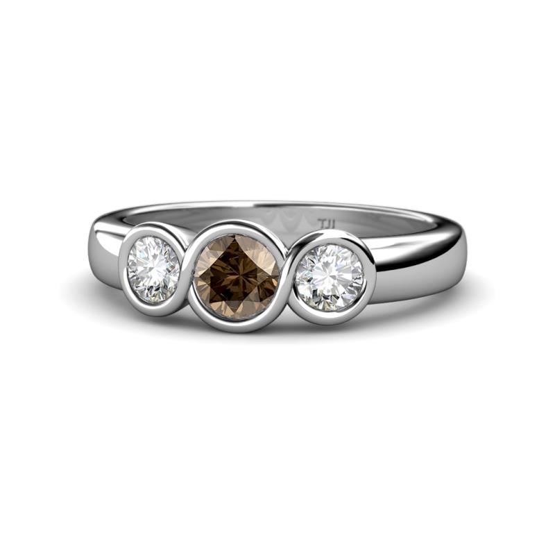 Naava Smoky Quartz and Lab Grown Diamond Three Stone Engagement Ring 