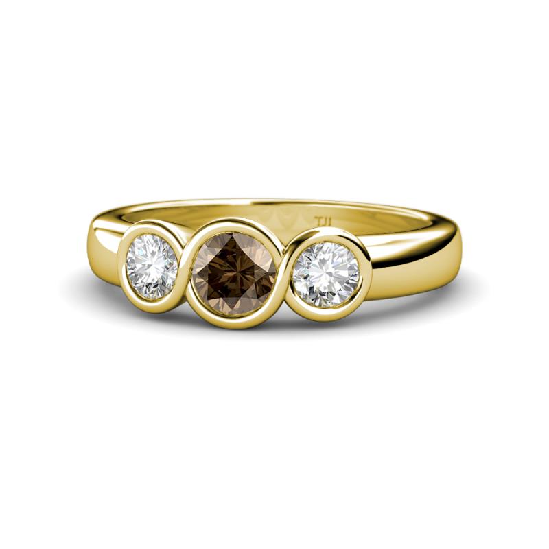 Naava Smoky Quartz and Lab Grown Diamond Three Stone Engagement Ring 