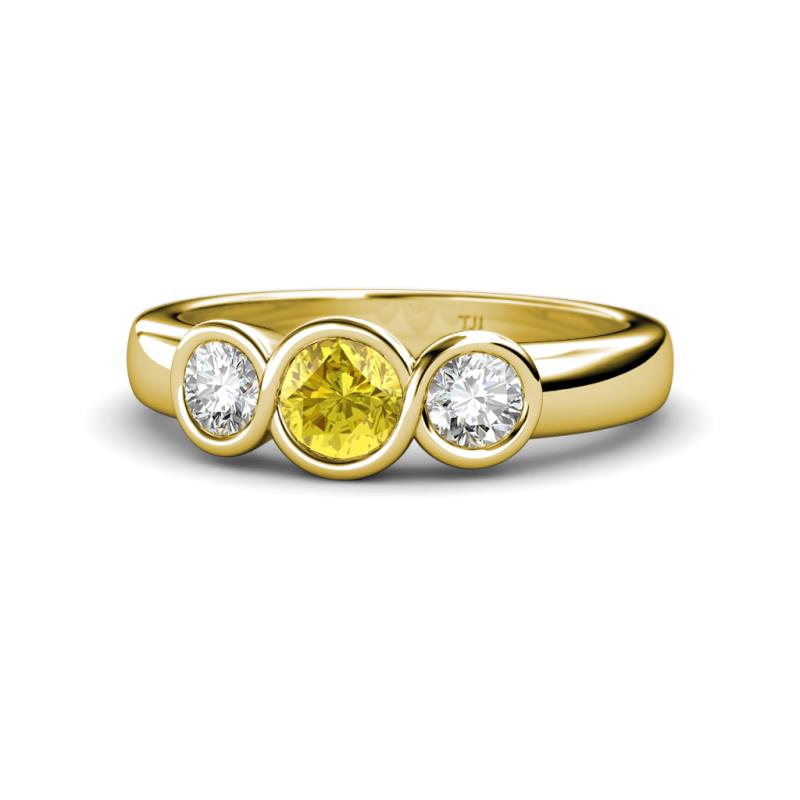Naava Yellow Sapphire and Lab Grown Diamond Three Stone Engagement Ring 