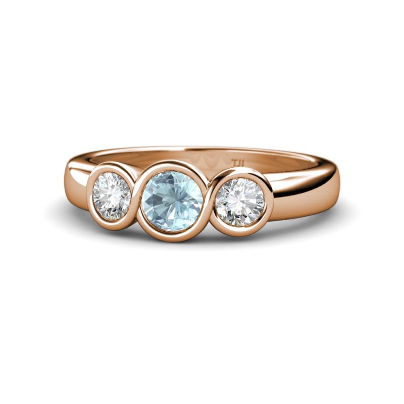 Naava Aquamarine and Lab Grown Diamond Three Stone Engagement Ring 